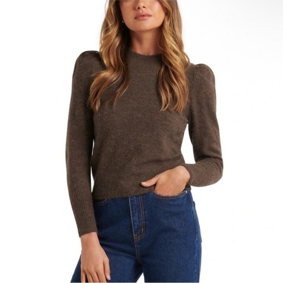 Ever New Sweaters - Ever New Alpaca Blend Puff Shoulder Sweater Brown | Soft Luxe Knit | Size Small